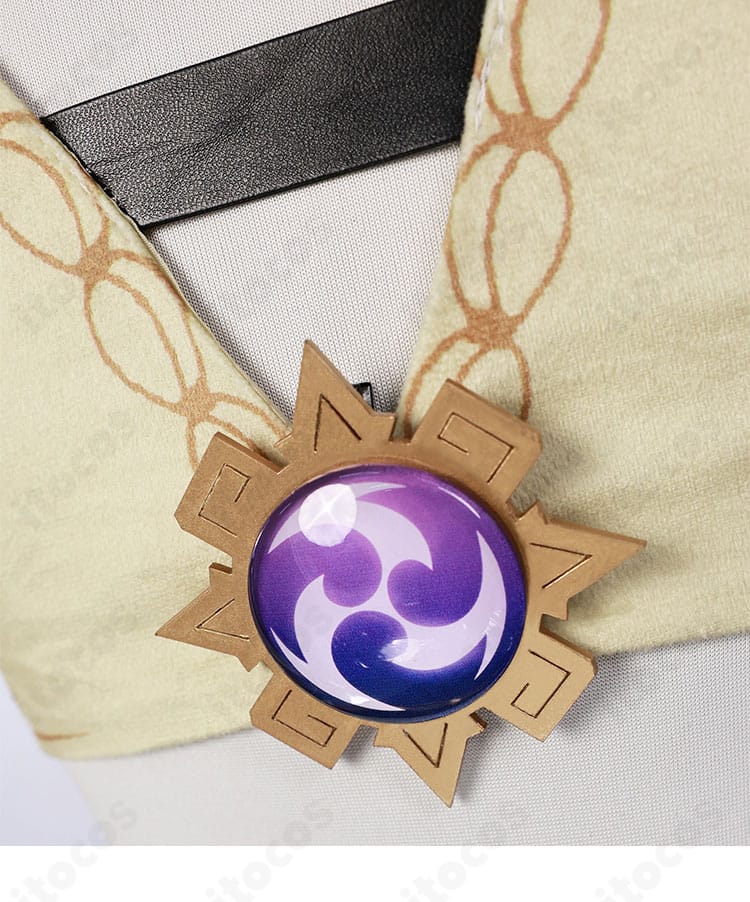 ヴァレサ 通常服 背面アクセ拡大。神の目飾りの造形と取り付け位置を明確に示す画像