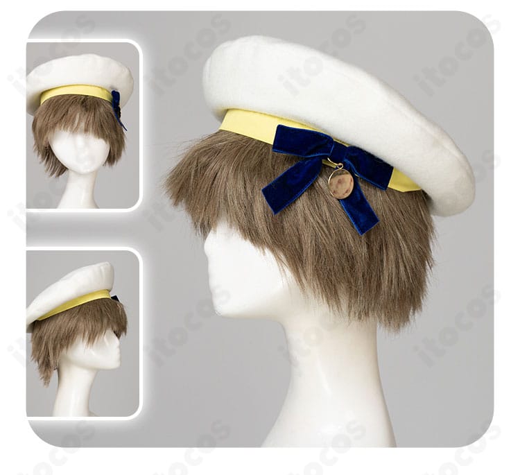 パープレックス衣装の帽子飾りアップ。立体装飾の形状と質感を詳細に撮影