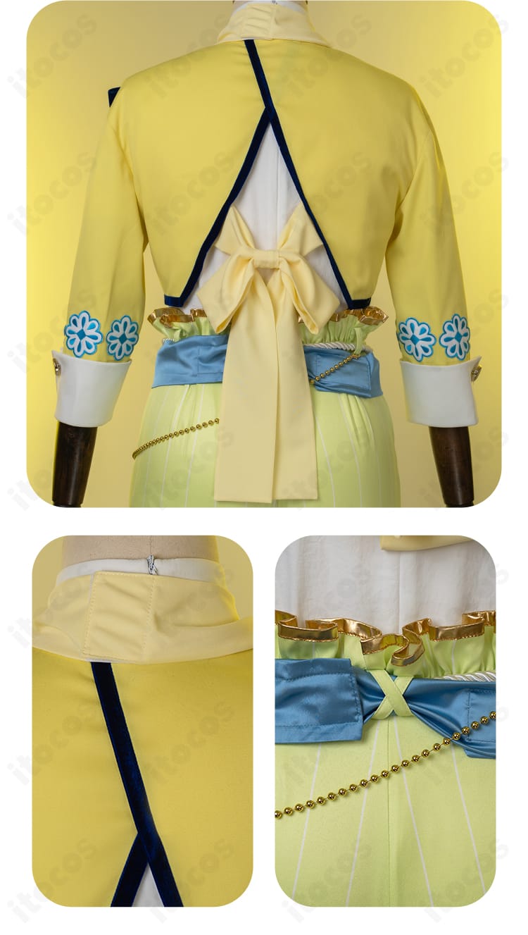 背面プリーツと背部装飾の構成。撮影で動きを出せるバックスタイル