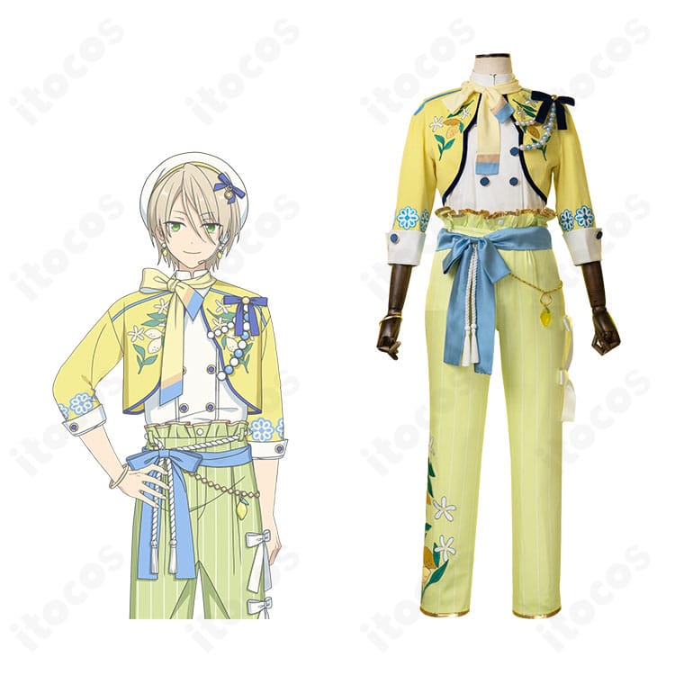 あんさんぶるスターズ！！ ALKALOID パープレックス衣装を4人分並べた公式風ビジュアル再現カット