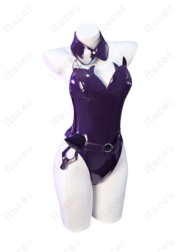 邪桒ナヅミ バニーガール衣装の正面アップ。レオタードとつけ襟、手袋の配置が分かる高再現ディテール。