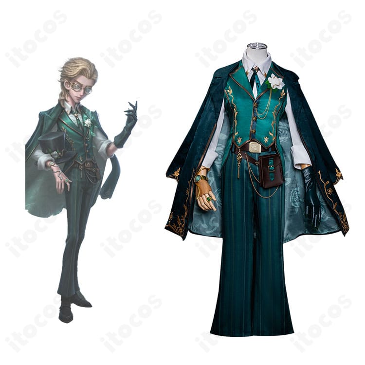 第五人格 騎士（リチャード・スターリング）コスプレ衣装とキャラクタービジュアルの合成。高再現の装飾とシルエットがわかる全体像。