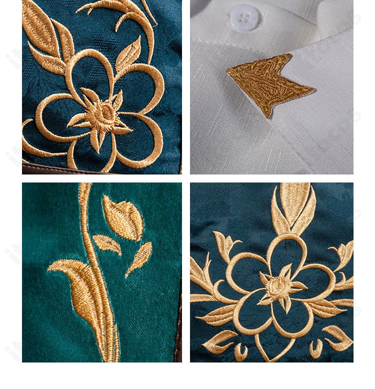 第五人格 騎士コスの花柄装飾ディテール。繊細なパターンでクラシックな雰囲気を表現。