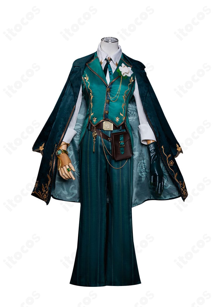 第五人格 騎士（リチャード・スターリング）コスプレ衣装の正面全身。コートとベスト、スカーフの配置や質感が確認できます。