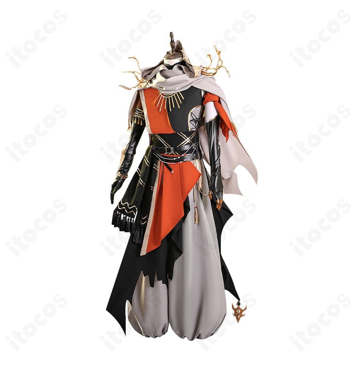 左側面図：ショールとベルト、レギンスのシルエットを確認できる傭兵Fantasy World衣装