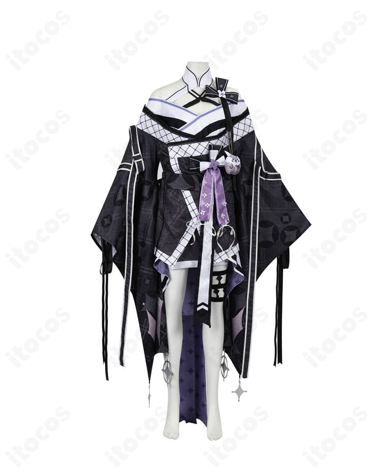 正面からのベスティア・ゼータ着物衣装。衿元のラインと配色、柄の見え方が分かるディテール。