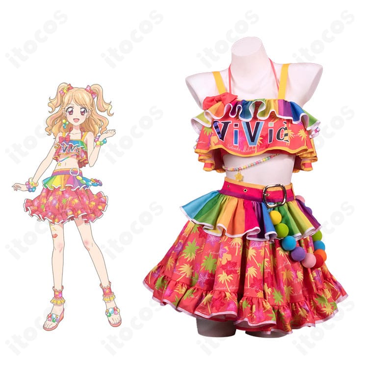 アイカツオンパレード！夏樹みくるのコスプレ衣装。キャラクターの雰囲気を忠実に再現したステージコスチュームの全身イメージ。