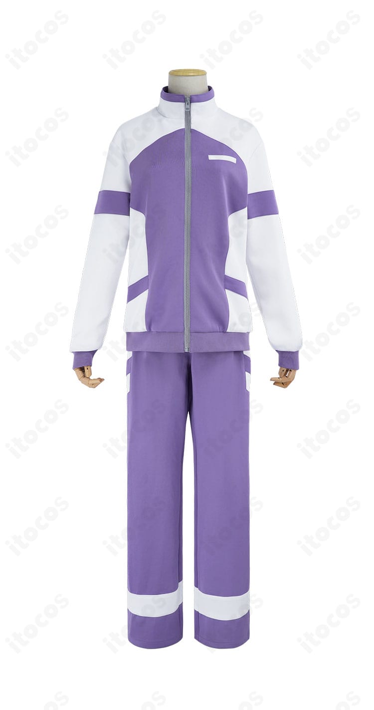 オグリキャップ コスプレ衣装の正面ビュー。配色ラインと刺繍ロゴが映えるデザイン