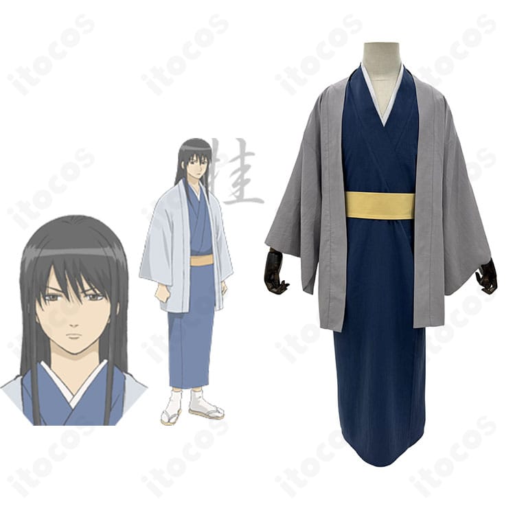 銀魂 桂小太郎の公式ビジュアル比較付きコスプレ衣装。羽織と和服の配色・シルエットを高再現した全身画像。