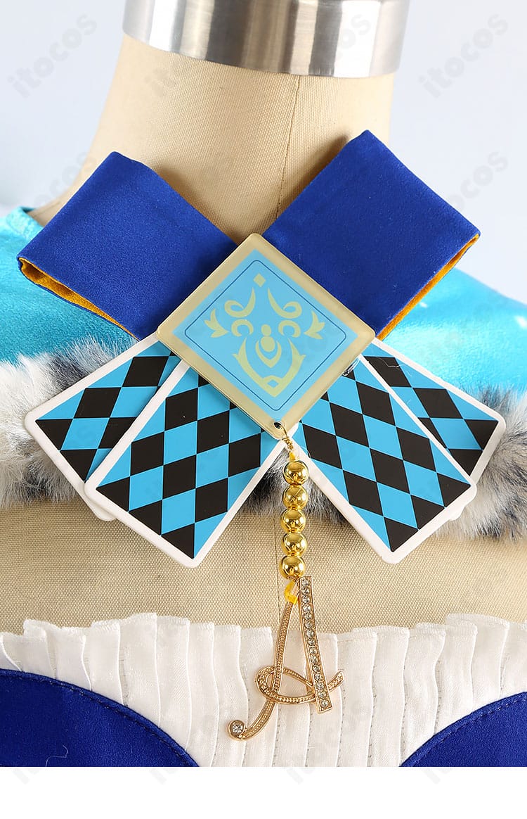 鳳えむ クイーン・オブ・ダイヤ 衣装のネックアクセサリー詳細。チョーカー風パーツとリボンの質感