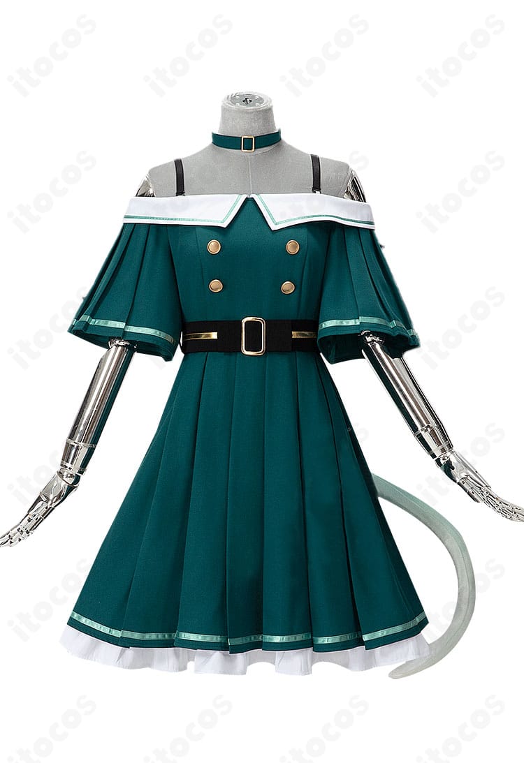 草薙寧々 Cat Life コスプレ 正面全身。襟元装飾とウエストラインが映えるシルエットを詳細に確認