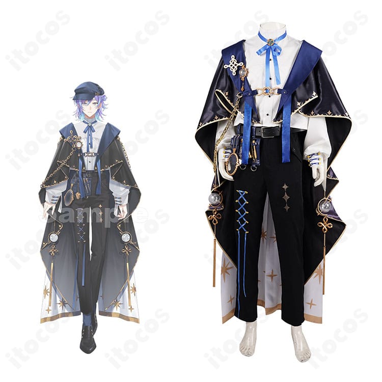 にじさんじ 星導ショウ 鑑定士の服（新衣装）コスプレ一式の全身。マントと装飾を含む完成イメージ。