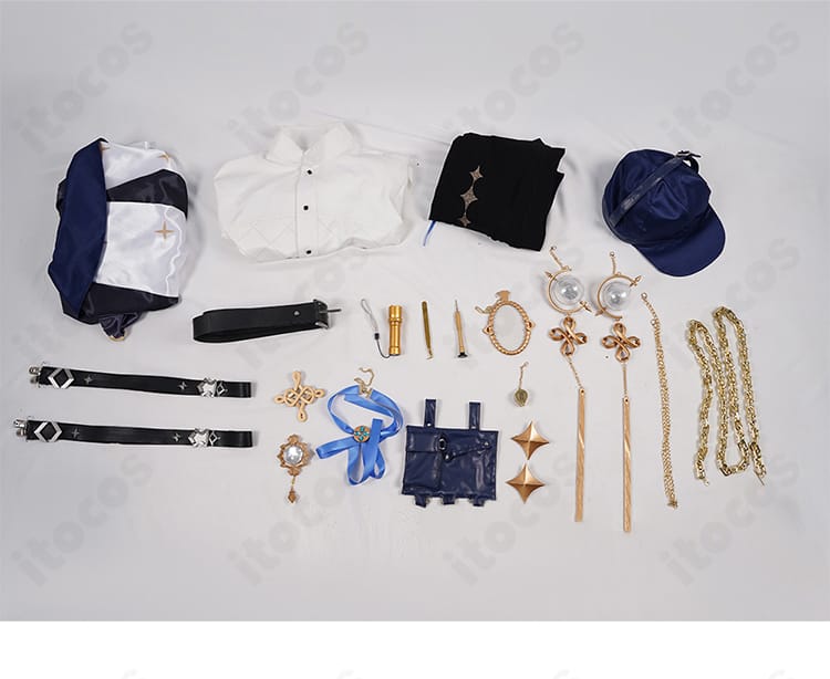 星導ショウ 鑑定士の服コスプレのセット内容一覧。マント・シャツ・ズボン・小物類を一望。