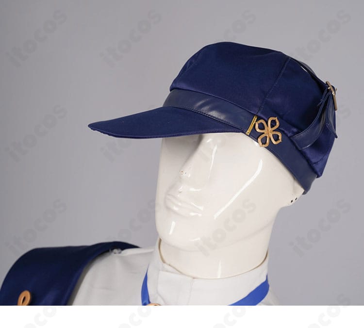 帽子の装飾ディテール。特徴的な形状と縁取りを忠実に再現。