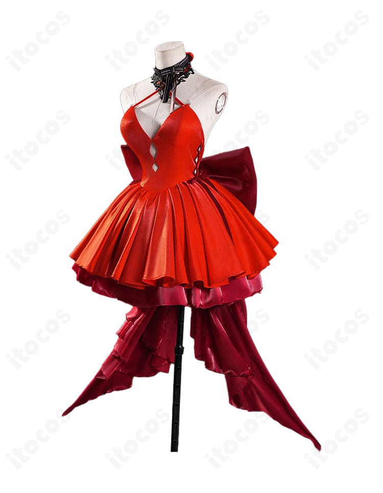 式波・アスカ・ラングレー WILLE版衣装の側面。腰飾りや縫製ディテールのクローズアップ。