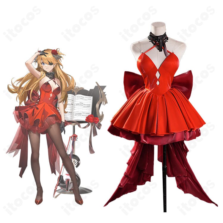 勝利の女神：NIKKE 式波・アスカ・ラングレー WILLE 孤海の楽章衣装とキャラクターの組み合わせ例。シルエットと装飾を忠実に再現。