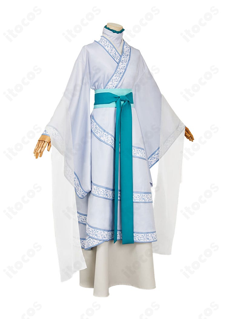 薬屋のひとりごと 壬氏（月精）コスプレ衣装の右側面。袖のボリュームと裾の落ち感を強調した画像