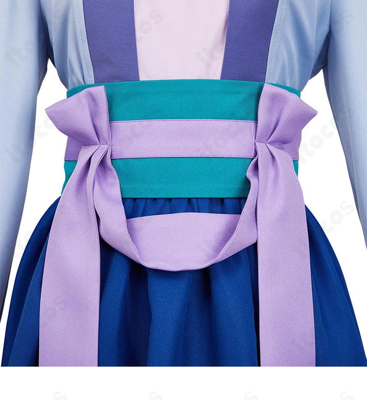 薬屋のひとりごと 猫猫 コスプレ衣装の腰帯アップ。コルセットベルトの質感とアクセントデザインの詳細