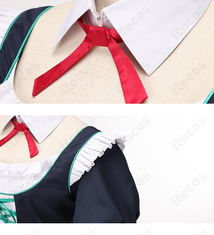 牛牧ジュリ アルバイト衣装 リボンタイのアップ。結び目の形状と発色を丁寧に再現。