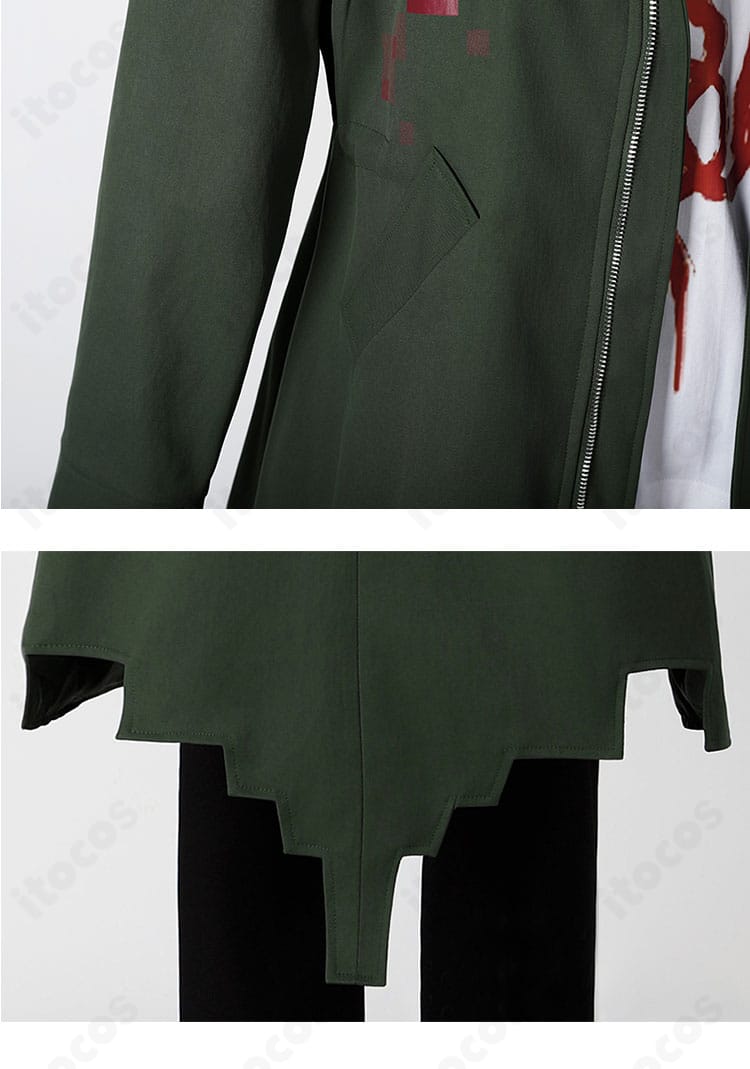 狛枝凪斗 コスプレ衣装 袖口と裾のディテール。縫製の仕上がりと装飾ラインの発色を確認できる画像