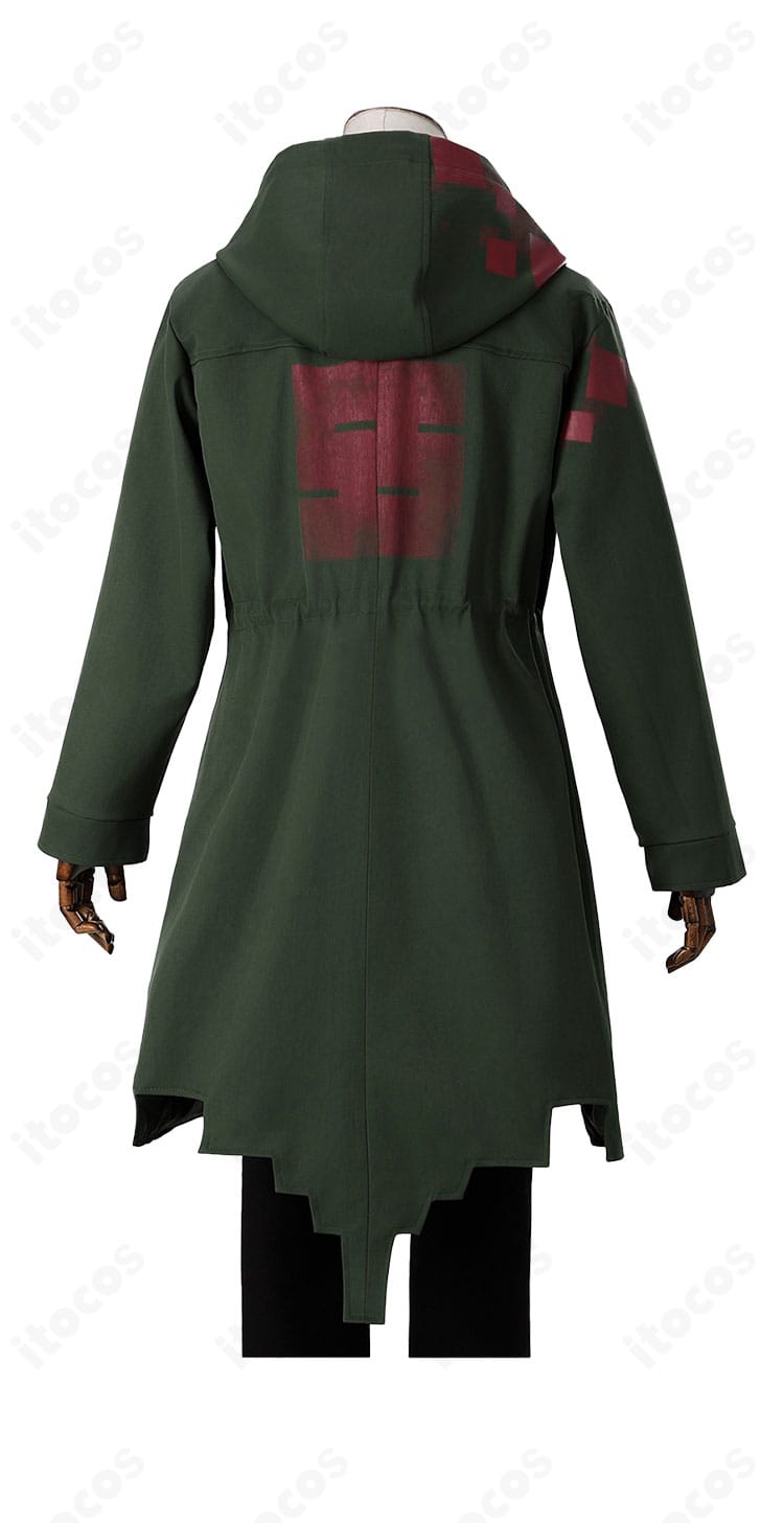 狛枝凪斗 コスプレ衣装 背面。コート後ろの装飾バランスと丈感、フードの落ち感を分かりやすく撮影