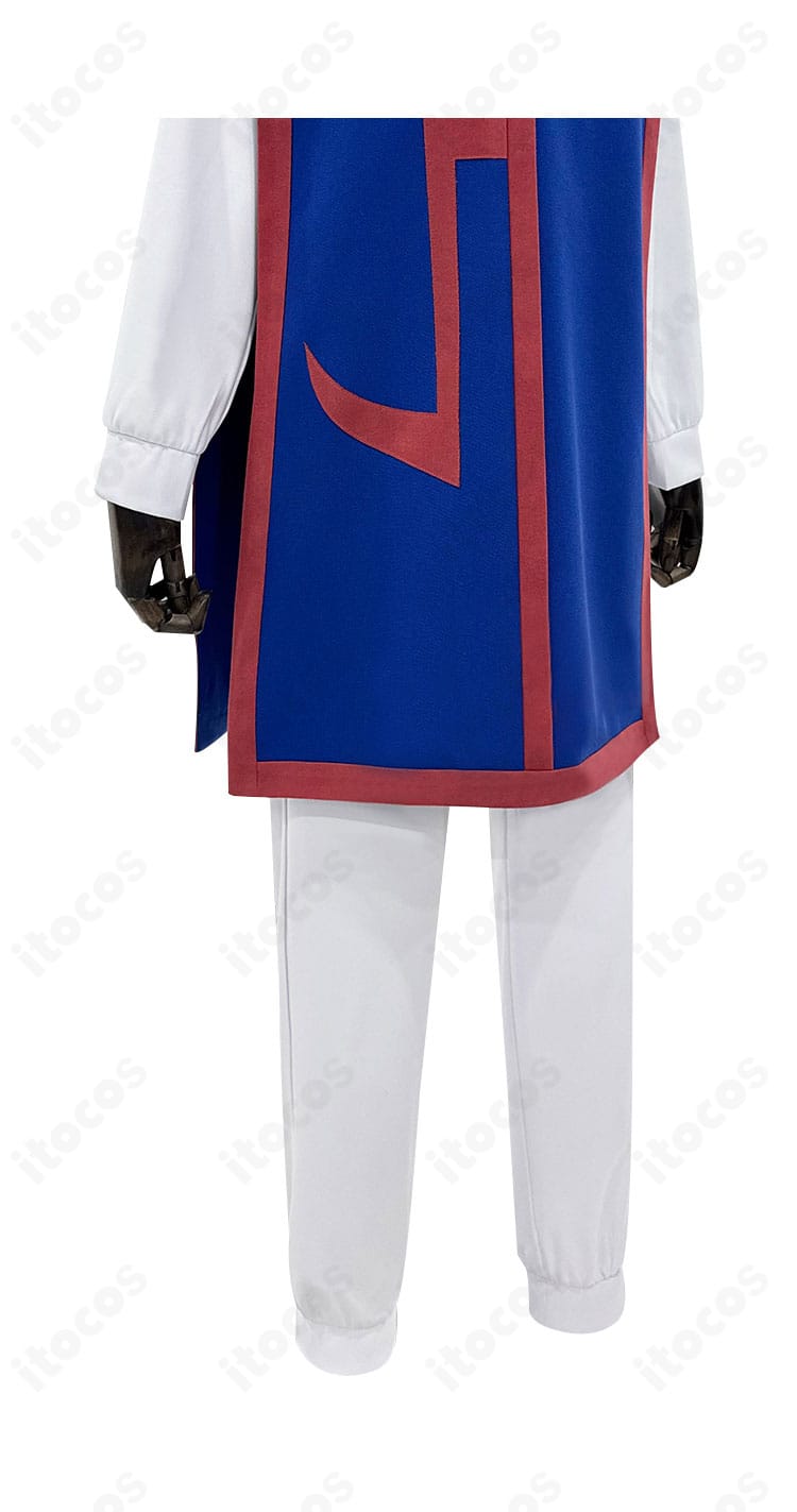 クラピカ 衣装の裾飾りディテール。幾何学模様の刺繍とパイピングの質感。