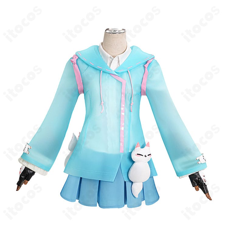 オーバーウォッチ2 キリコのコスプレ衣装 正面全体。コート・シャツ・スカートのバランスを確認