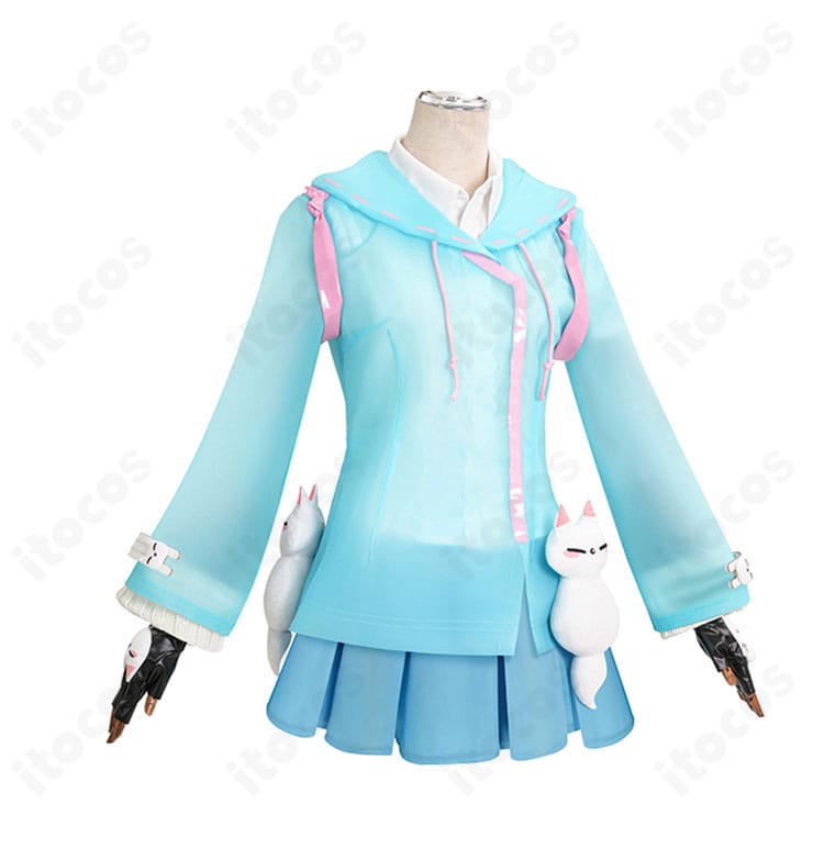 オーバーウォッチ2 キリコ衣装 右側面。アームカバーや太もも飾りの配置とラインを強調