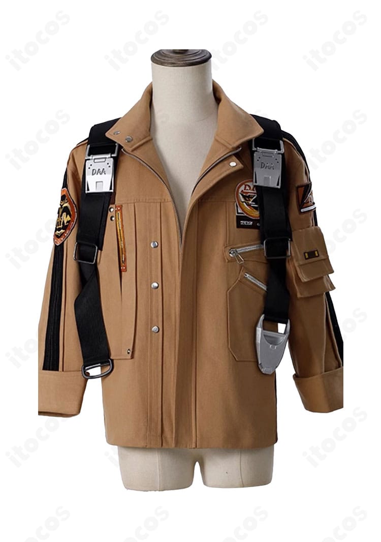 マヒル コスプレ衣装 正面の装飾アップ。襟元やフロント装飾、ボタンの再現度を示すクローズアップ。