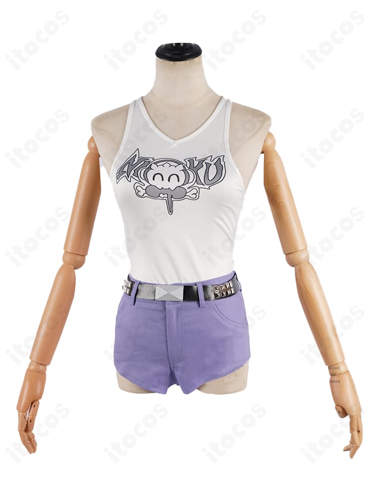 インナー正面の接写。胸元の切り替えとステッチ、素材の質感がわかるホロライブ 輪堂千速衣装のディテール。