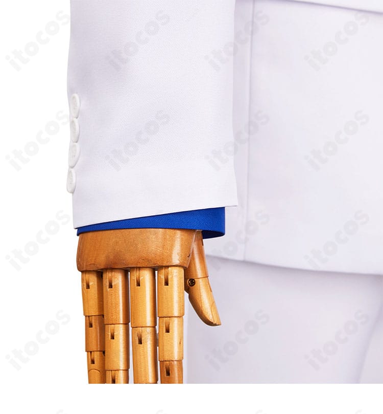 風祭京一郎 コスプレ衣装 袖口ディテール。袖丈の納まりとカフ周りの意匠、ボタンの質感が伝わる