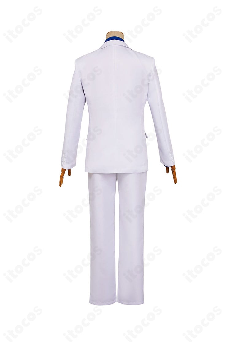 風祭京一郎 コスプレ衣装 背面。背中心のライン取りとベント、コートのシルエットを詳細に確認可能