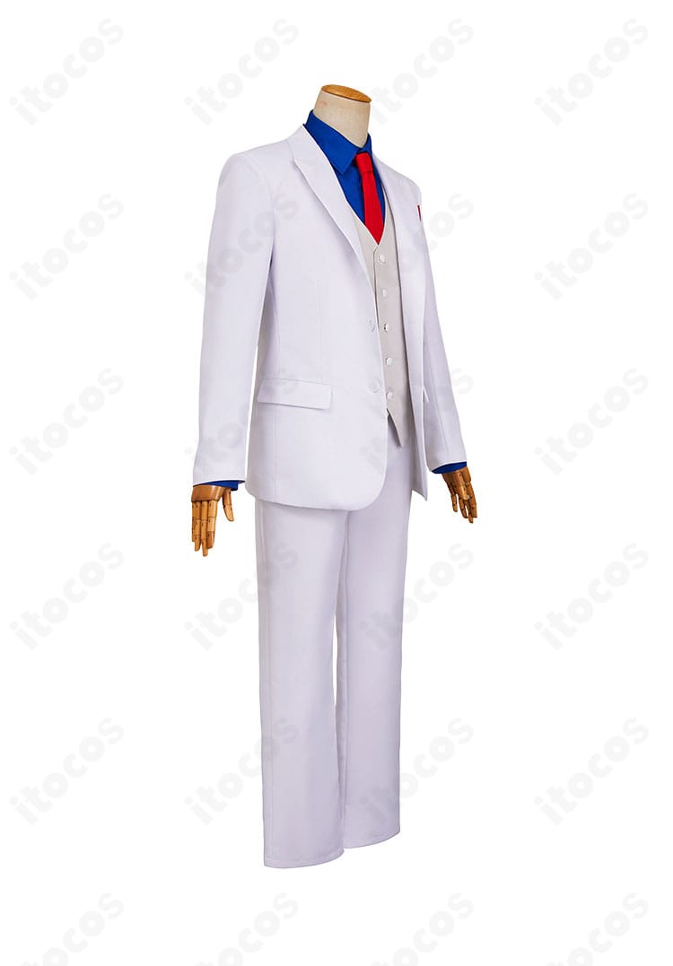 風祭京一郎 コスプレ衣装 右側面。肩線から裾の落ち感、パンツのストレートシルエットを確認できる角度