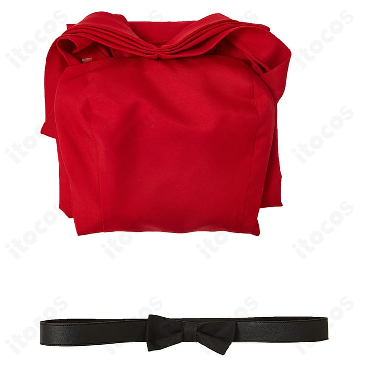 宝生麗子 コスプレ衣装のセット内容。ワンピース、ベルト、透明ストラップが一目で分かる構成紹介画像。