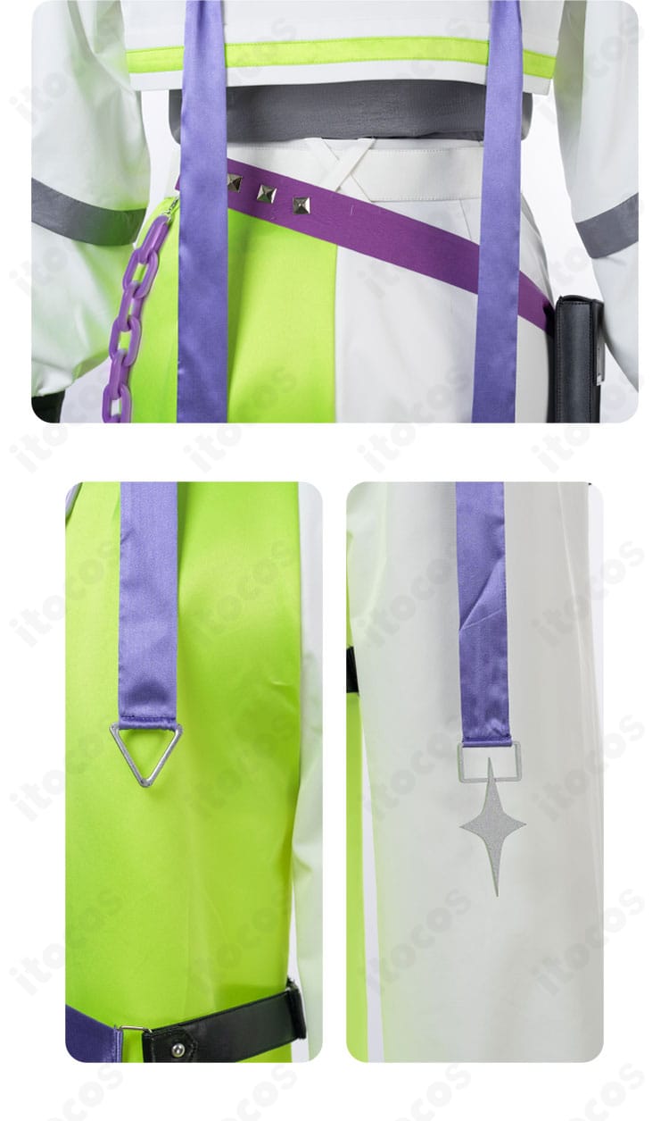 背中のアクセサリー焦点カット。特徴的な装飾が立体的に見える角度で撮影。