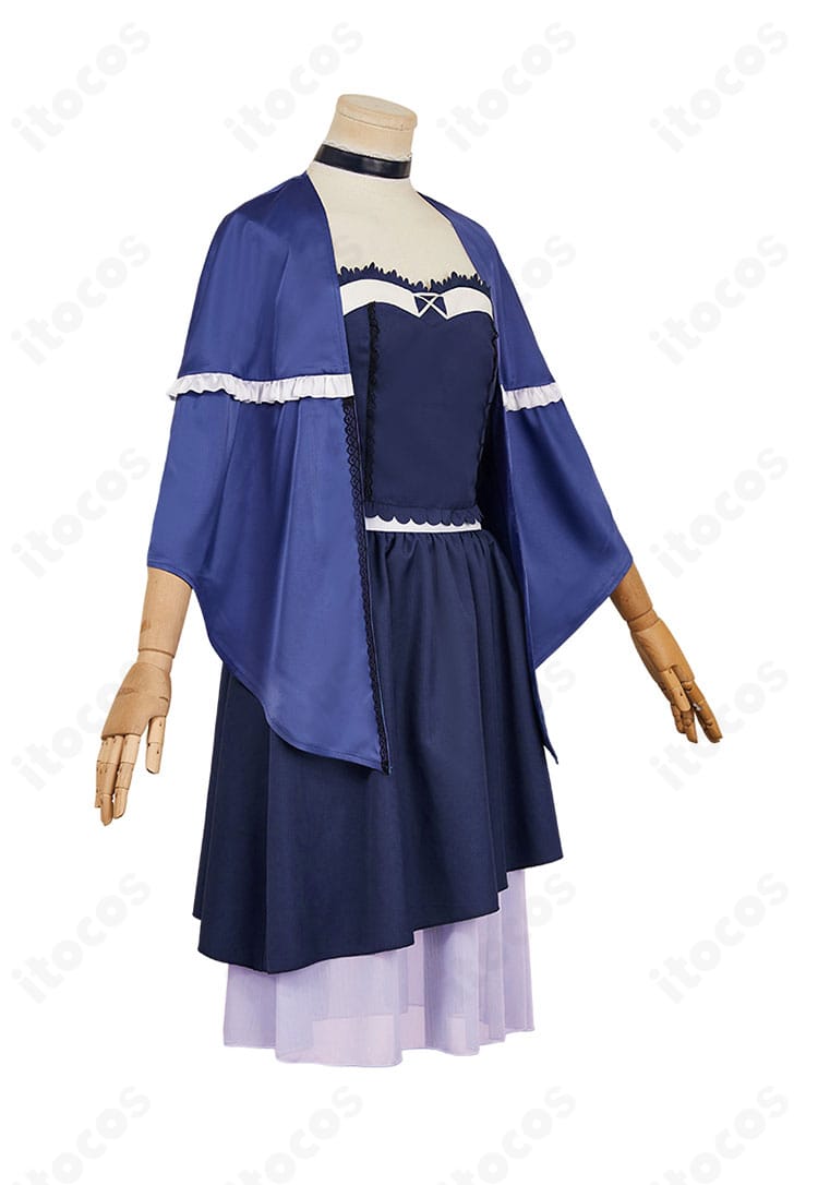 久島鴎 コスプレ衣装の左側面。袖とウエストのバランス、マリンらしい配色の見え方を確認