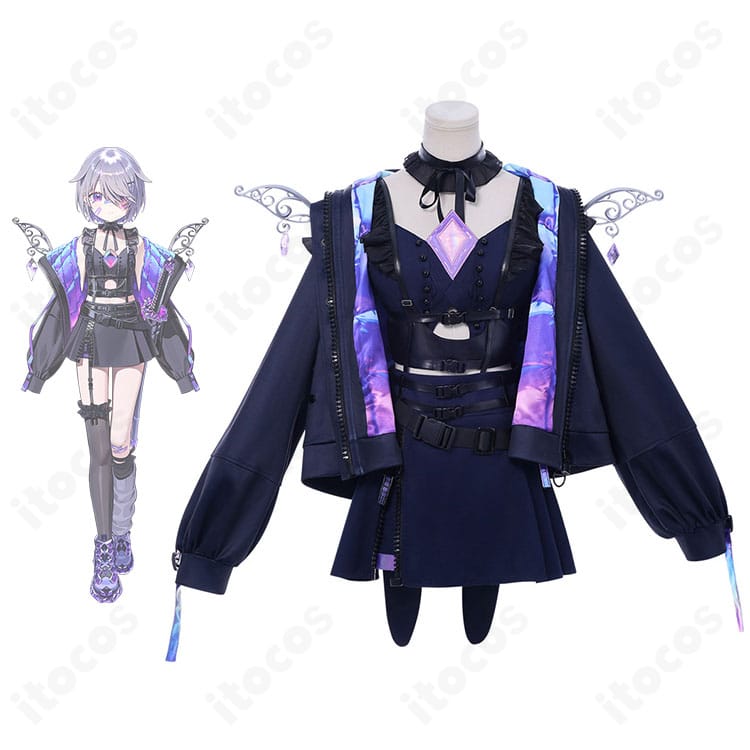 ホロライブ 古石ビジュー 初期衣装のフルコーデを着用したコスプレシーン