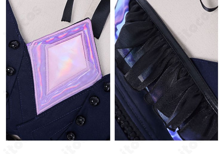 古石ビジュー 初期衣装の衣領装飾と縁取りの質感アップ