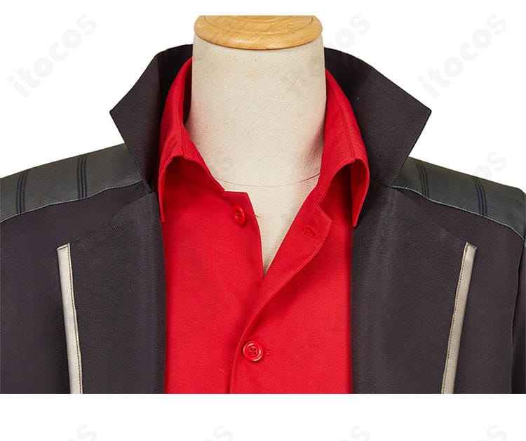 LAZARUS アクセル コスプレ衣装の襟元ディテール。襟の形状と装飾の質感が分かる近接画像