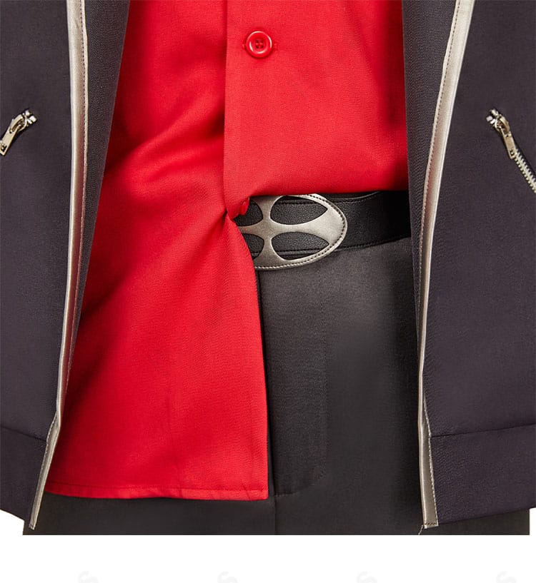 LAZARUS アクセル コスプレ衣装の腰帯ディテール。ベルトの質感とウエスト調整部を示す画像