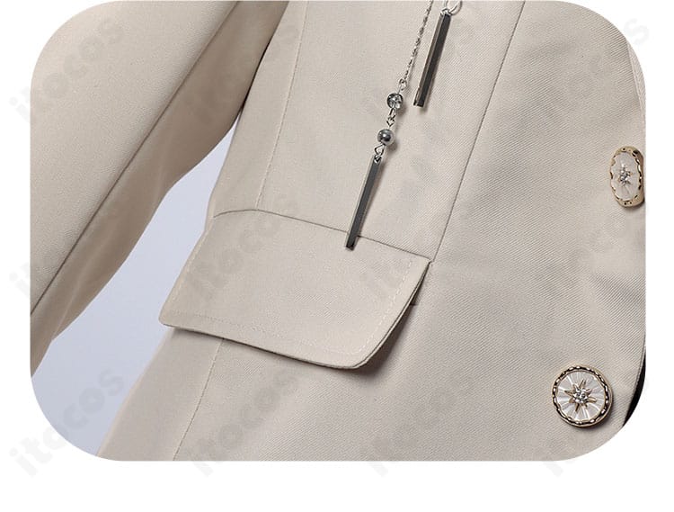 衣袋（ポケット）装飾の拡大。縁取りとステッチワークが分かるセイヤ衣装のディテール。