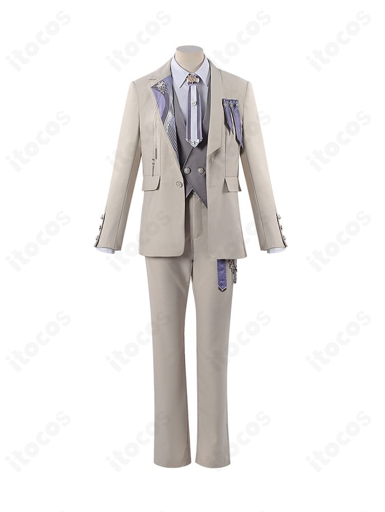 セイヤ「星からの手紙」コスプレ衣装の正面全景。襟元の装飾と端正な前合わせがはっきり見える正面図。