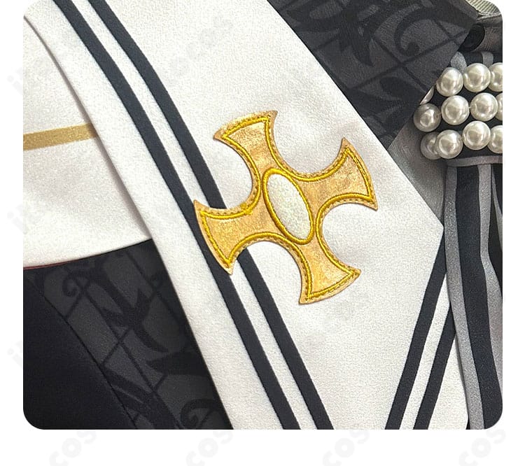 あんさんぶるスターズ！！ コスプレ衣装 衣領部分の装飾ディテール。襟〜ラペルにかけての縫製と装飾バランスを拡大表示