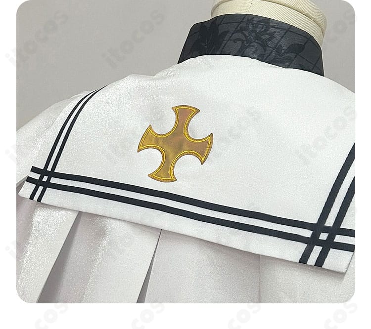 あんさんぶるスターズ！！ 朱桜司・真白友也・仙石忍 コスプレ衣装 背面装飾の詳細。背中の意匠や切替位置、装飾の留め仕様を示す画像