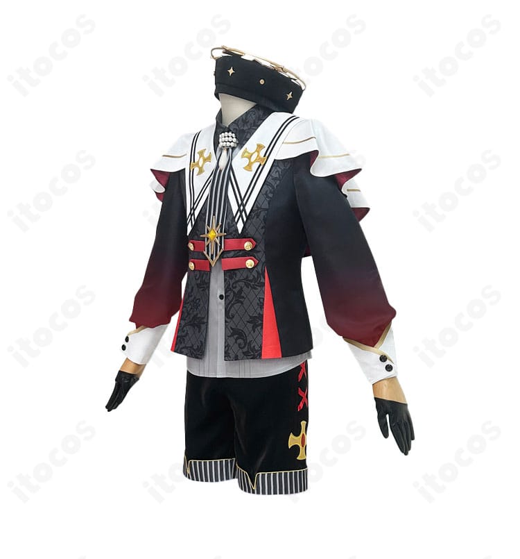 あんさんぶるスターズ！！ 朱桜司・真白友也・仙石忍 コスプレ衣装 サイドビュー。袖口や側面ライン、太もも飾りの位置関係など横からのディテール