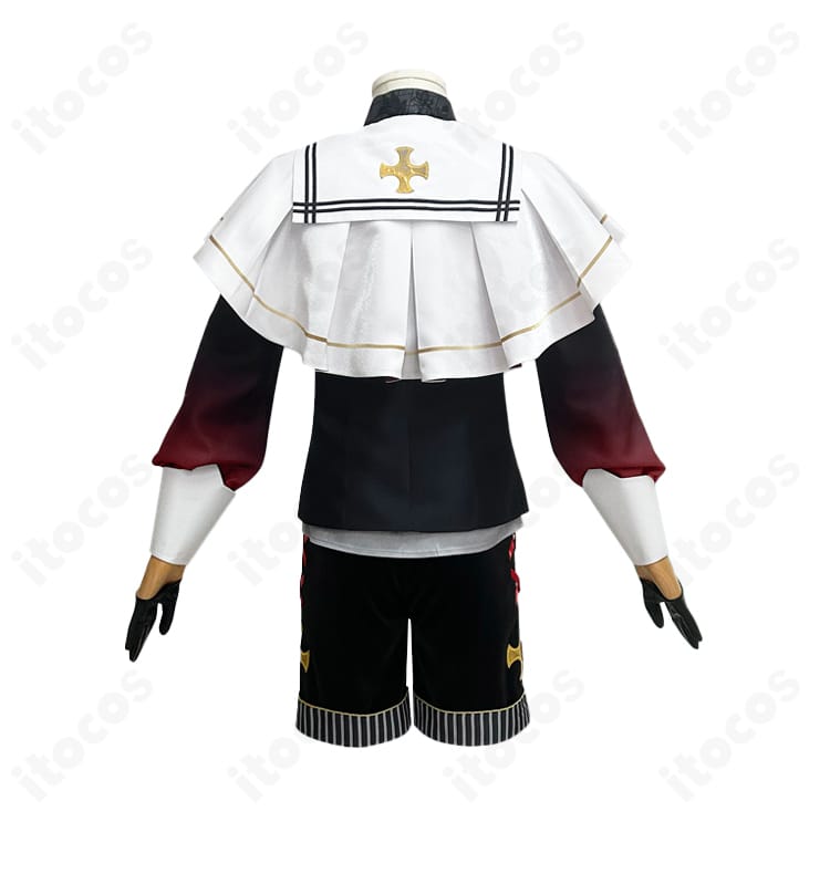 あんさんぶるスターズ！！ 朱桜司・真白友也・仙石忍 コスプレ衣装 後ろ姿。背面の装飾配置とコートの丈感、背面ラインの仕立てが分かる画像