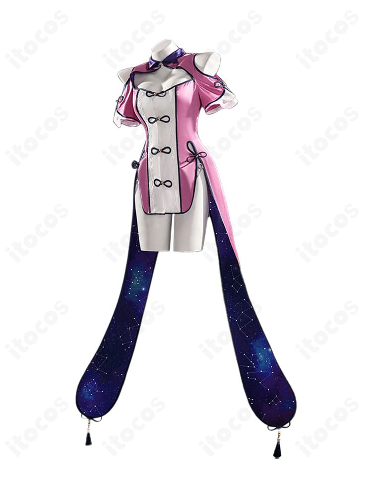 星宮六喰コスプレ衣装の左側面。フリンジの落ち感とシルエットを確認