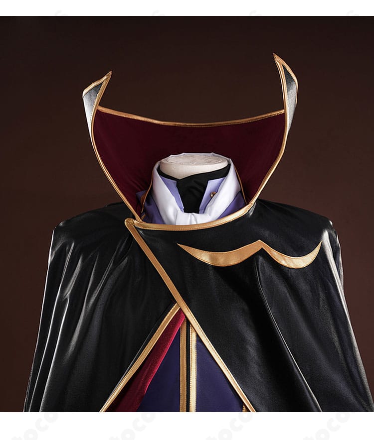 ルルーシュ衣装の襟部分ディテール｜ハイカラーの形状と縁取りを近接で撮影