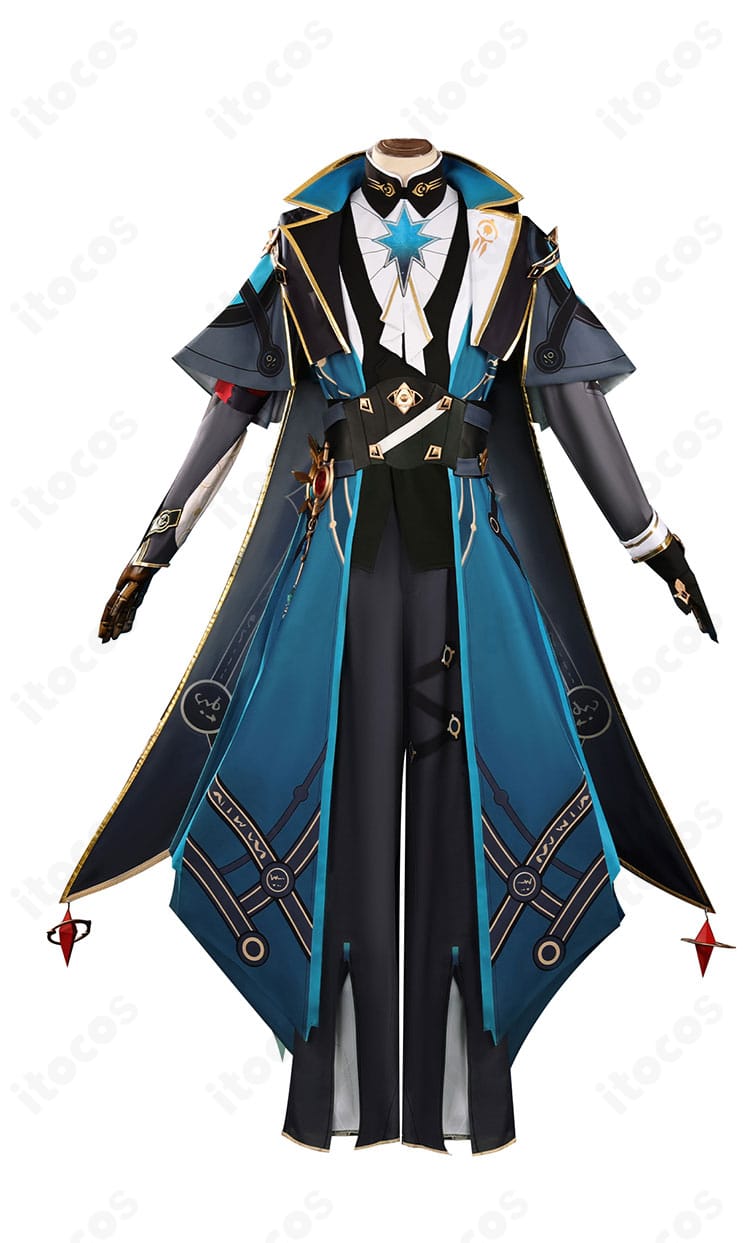 アナイクス コスプレ衣装の正面全体。コートとインナー、ベルトのラインがはっきり分かる高再現デザイン。