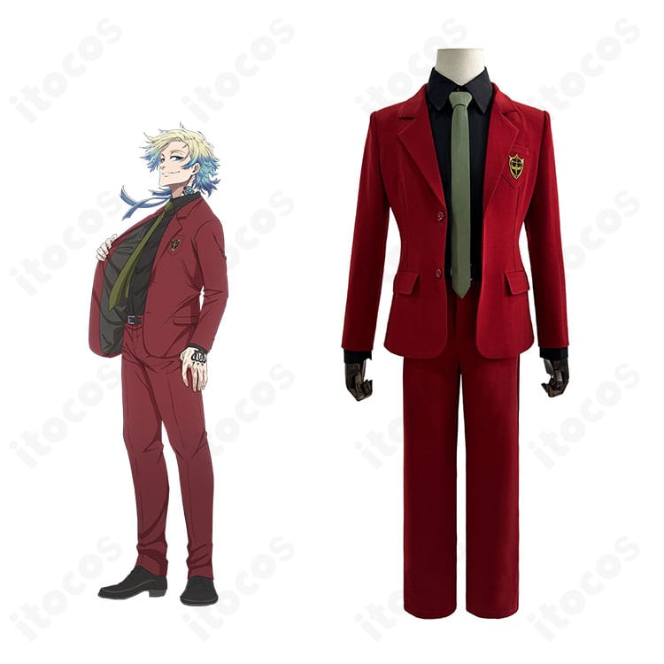 ミヒャエル・カイザー EGOIST EXHIBITION版スーツ衣装の正面ディテール、襟元とネクタイのバランスを確認